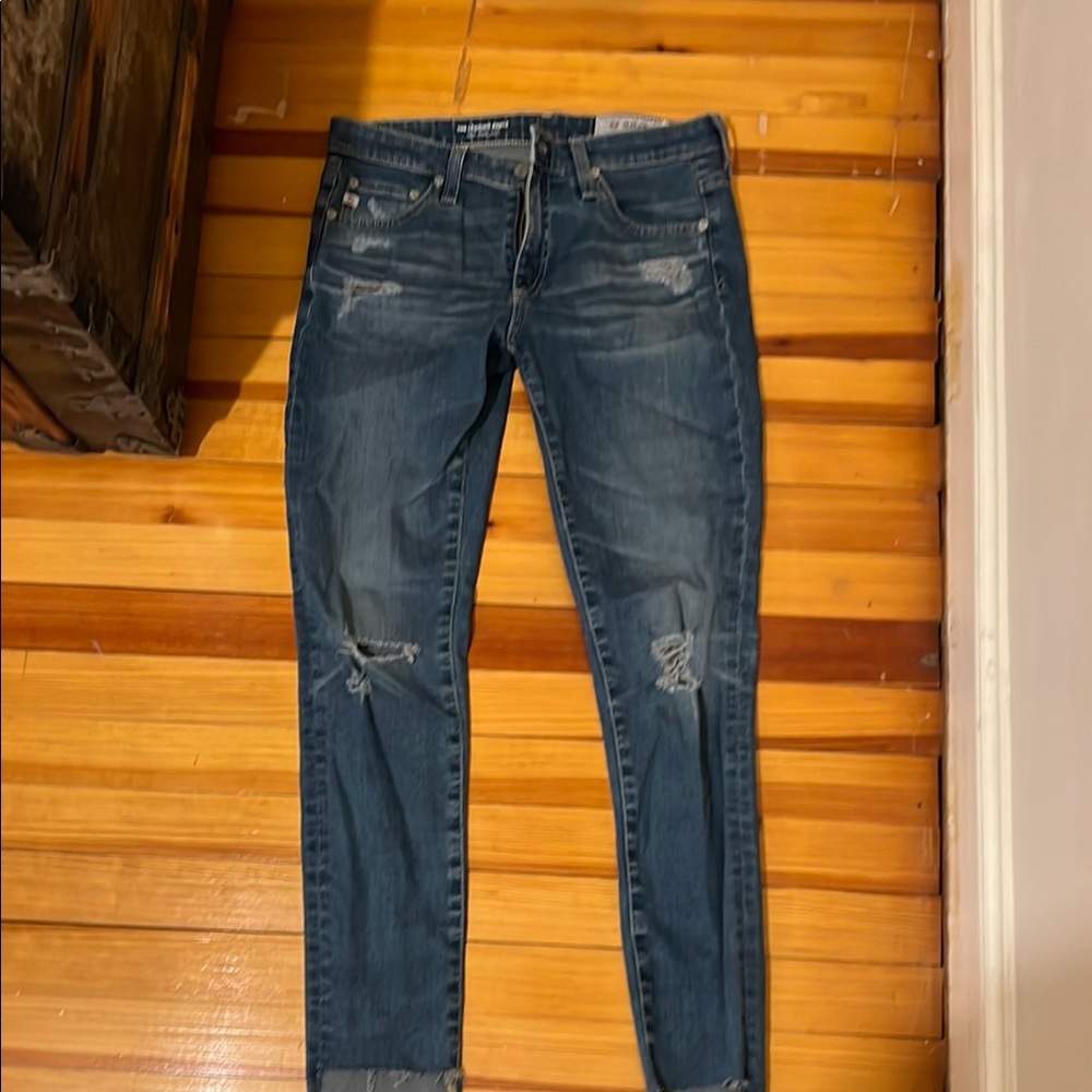 AG Women's Blue Distressed Jeans